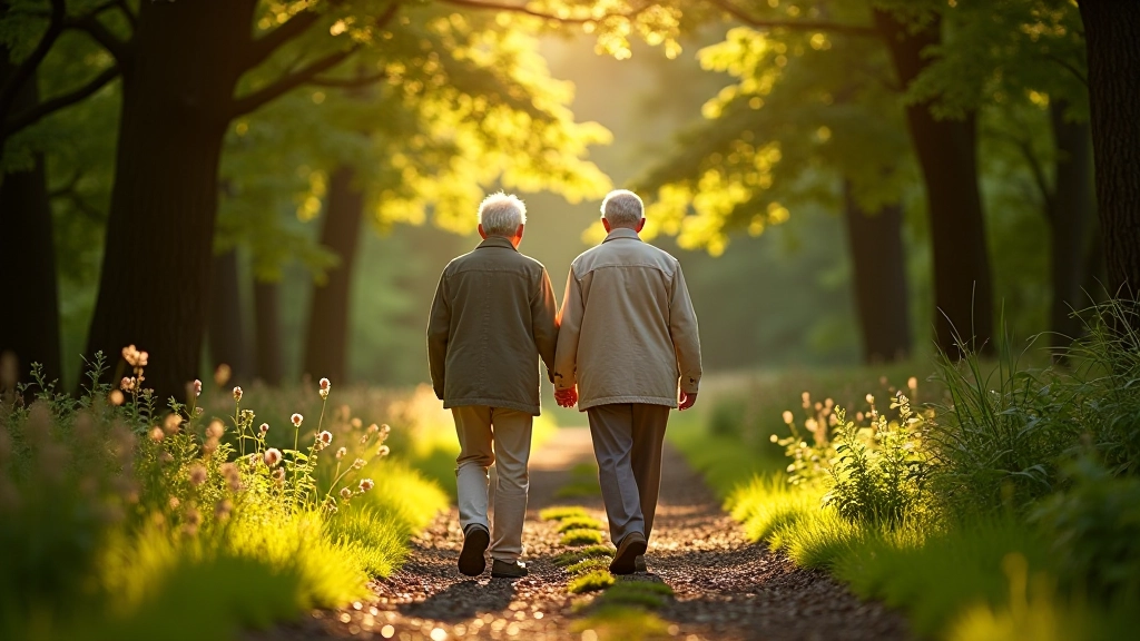 Seniors enjoying a gentle walk through oak woodland trails at Killarney